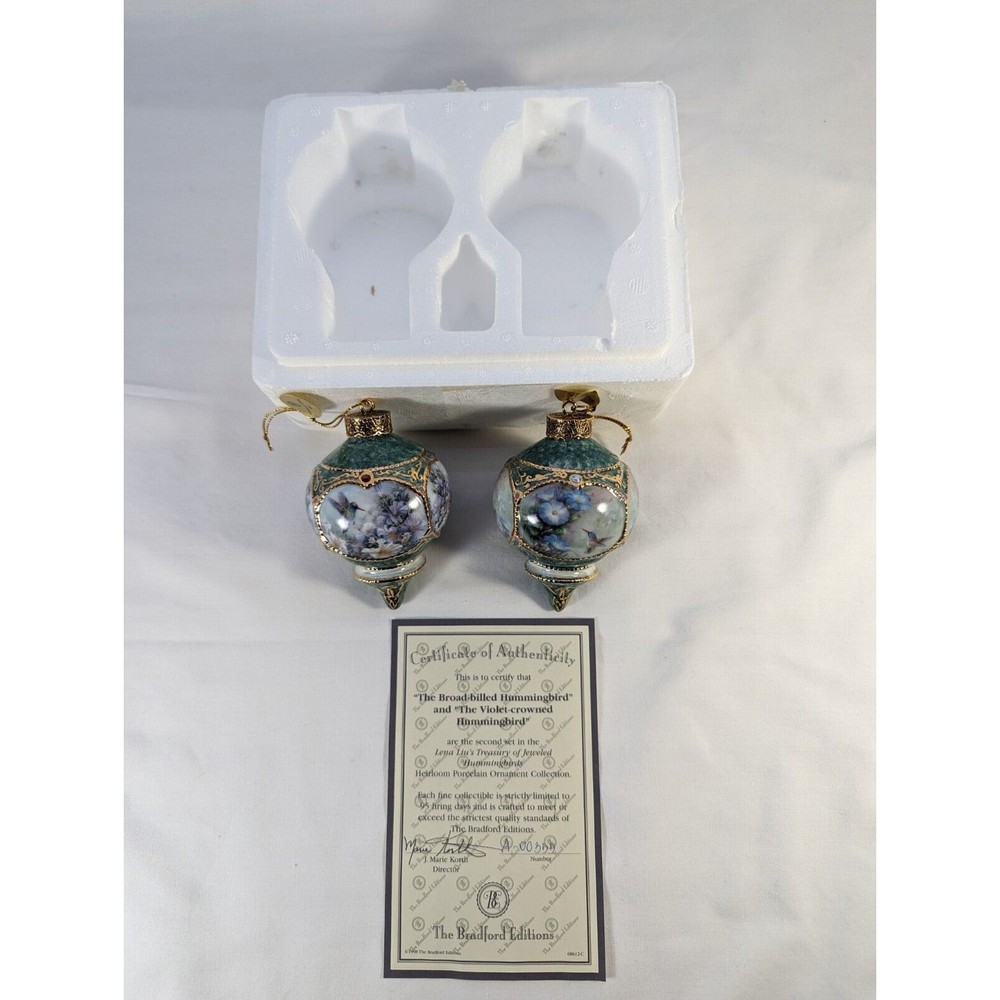 Lena Liu Treasury Of Jeweled Hummingbirds Ornaments Set 2 Bradford Editions 1998